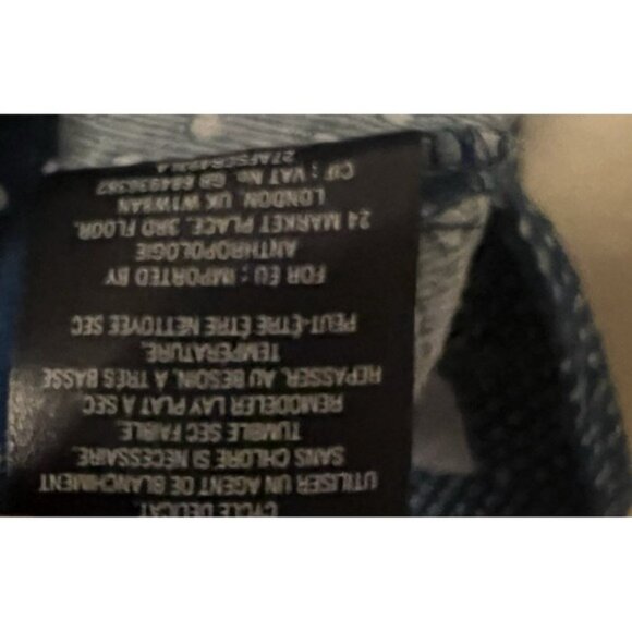 Vanessa Virginia Anthropologie Blue Midi Polka Dot Corduroy Skirt Pockets Sz 8 - Picture 12 of 12